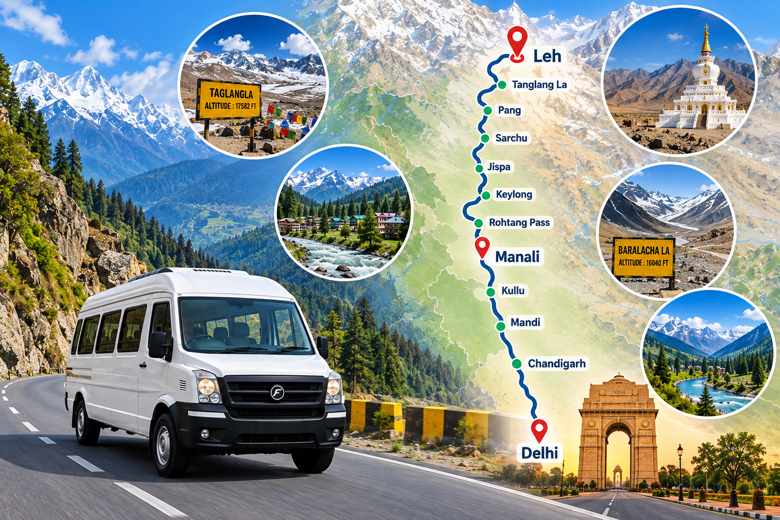 Delhi to Leh via Manali Road Trip Itinerary | Ladakh Tour Guide